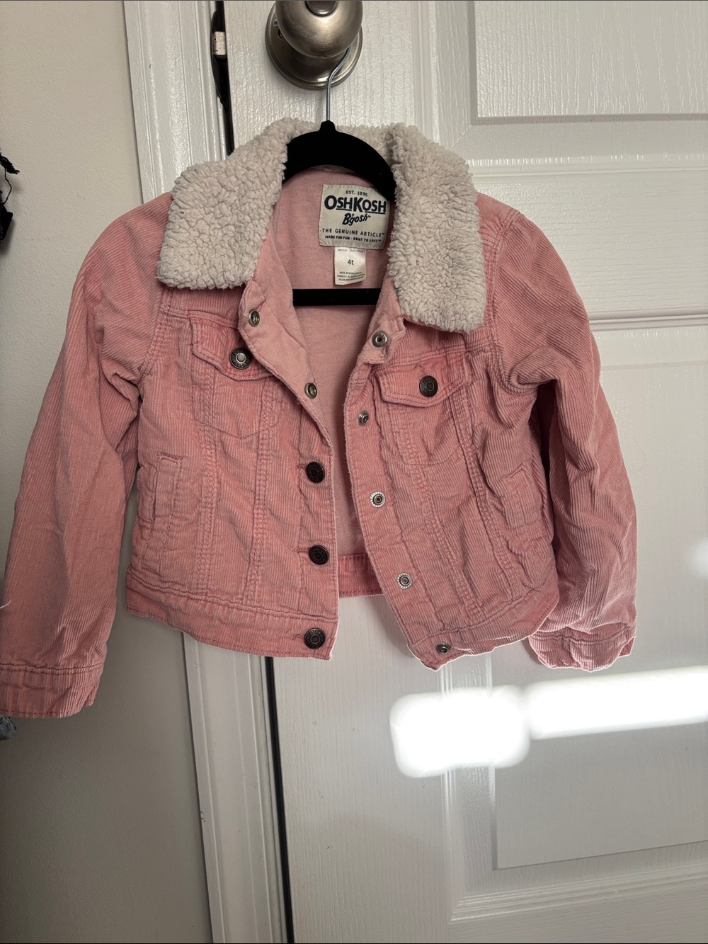 OshKosh B'gosh Pink Corduroy Jacket with Cream Sherpa Collar